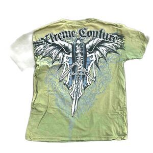 Xtreme Couture Skull Cross Grunge Cyber Y2K Style T-Shirt Mens Medium Rock Tee